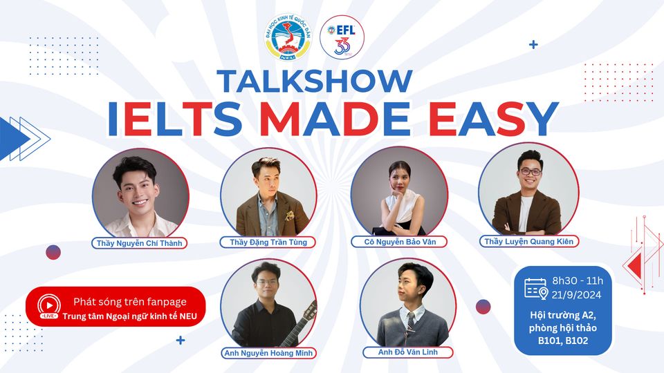 THÔNG BÁO THỜI GIAN VÀ ĐỊA ĐIỂM DIỄN RA TALKSHOW IELTS MADE EASY